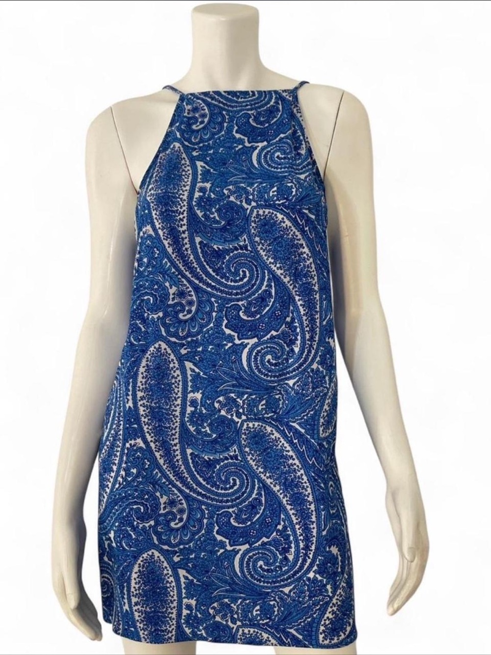 Show me your mumu blue paisley halter mini‎ dress summer euro coastal resort